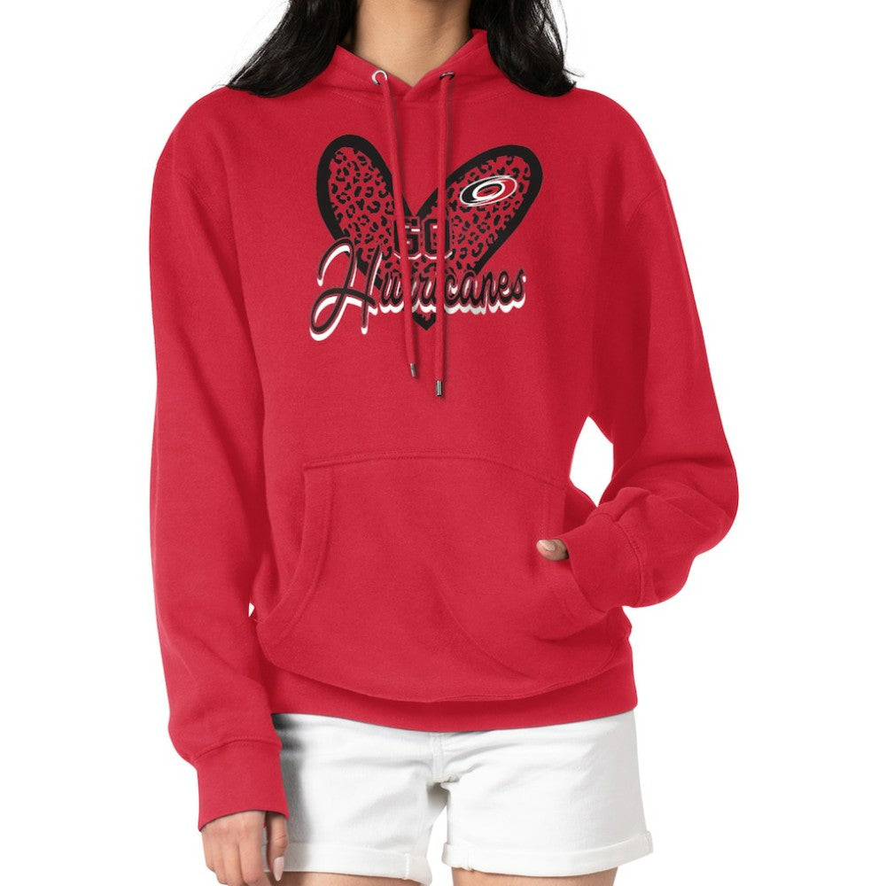 Carolina Hurricanes G-III 4Her by Carl Banks Women's Animal Print Heart Fleece Pullover Hoodie Red
