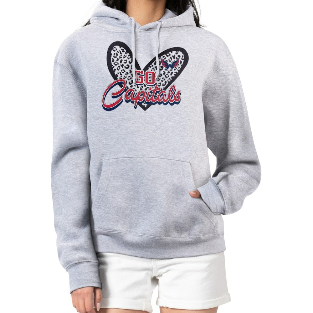 Washington Capitals G-III 4Her by Carl Banks Women's Animal Print Heart Fleece Pullover Hoodie Heather Gray