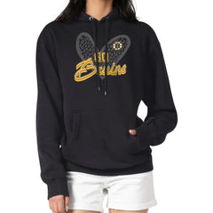 Boston Bruins G-III 4Her by Carl Banks Women's Animal Print Heart Fleece Pullover Hoodie Black
