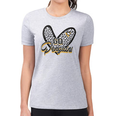 Pittsburgh Penguins G-III 4Her by Carl Banks Women's Super-Slim Fit Lightweight Animal Print Heart T-Shirt Heather Gray