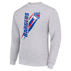 New York Rangers Starter Color Scratch Pullover Sweatshirt Heather Gray