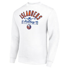 New York Islanders Starter Stick And Puck Logo Fleece Pullover Sweatshirt White