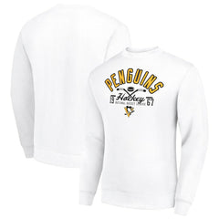 Pittsburgh Penguins Starter Stick And Puck Logo Fleece Pullover Sweatshirt White