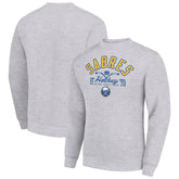 Buffalo Sabres Starter Stick And Puck Logo Fleece Pullover Sweatshirt Heather Gray