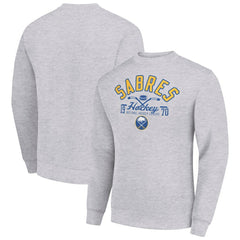 Buffalo Sabres Starter Stick And Puck Logo Fleece Pullover Sweatshirt Heather Gray