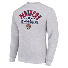 Florida Panthers Starter Stick And Puck Logo Fleece Pullover Sweatshirt Heather Gray
