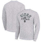 Los Angeles Kings Starter Stick And Puck Logo Fleece Pullover Sweatshirt Heather Gray