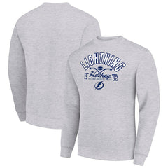 Tampa Bay Lightning Starter Stick And Puck Logo Fleece Pullover Sweatshirt Heather Gray