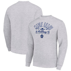 Toronto Maple Leafs Starter Stick And Puck Logo Fleece Pullover Sweatshirt Heather Gray