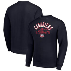 Montreal Canadiens Starter Stick And Puck Logo Fleece Pullover Sweatshirt Navy