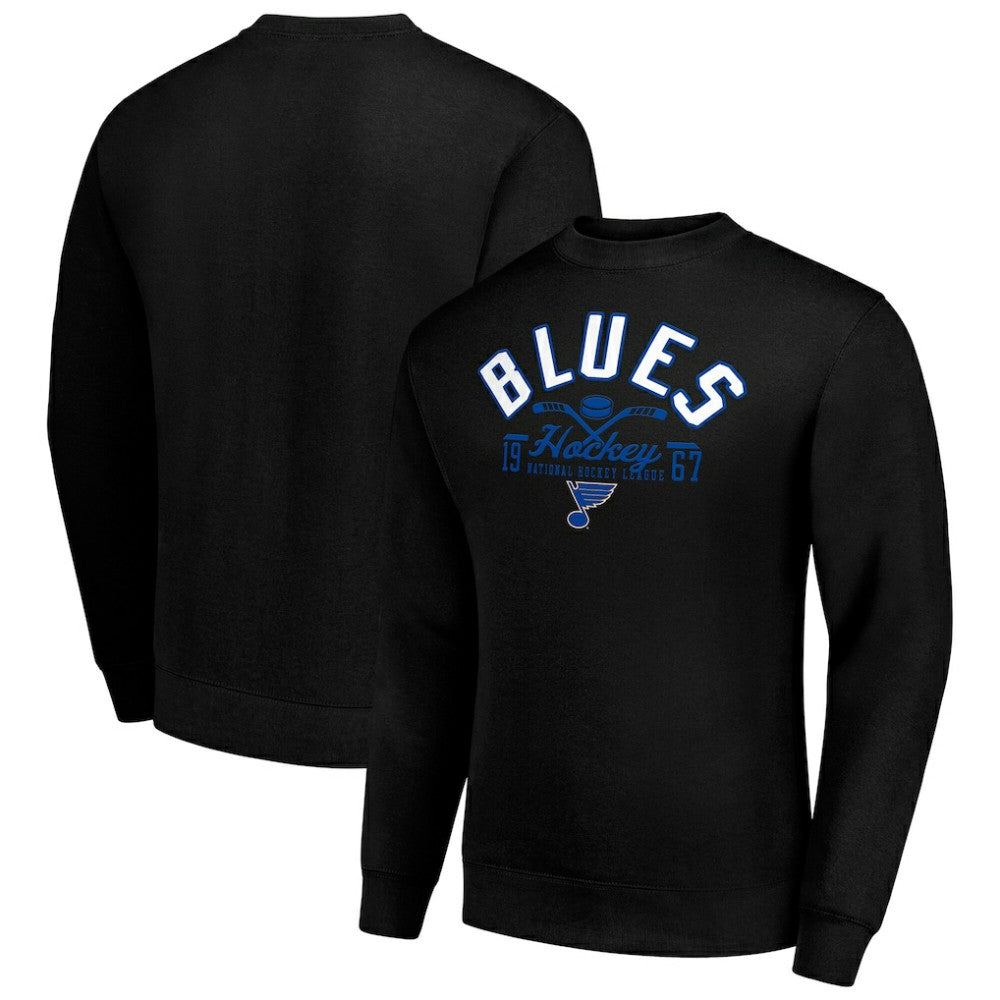 St. Louis Blues Starter Stick And Puck Logo Fleece Pullover Sweatshirt Black
