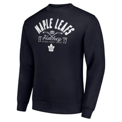 Toronto Maple Leafs Starter Stick And Puck Logo Fleece Pullover Sweatshirt Navy