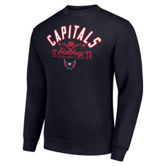 Washington Capitals Starter Stick And Puck Logo Fleece Pullover Sweatshirt Navy
