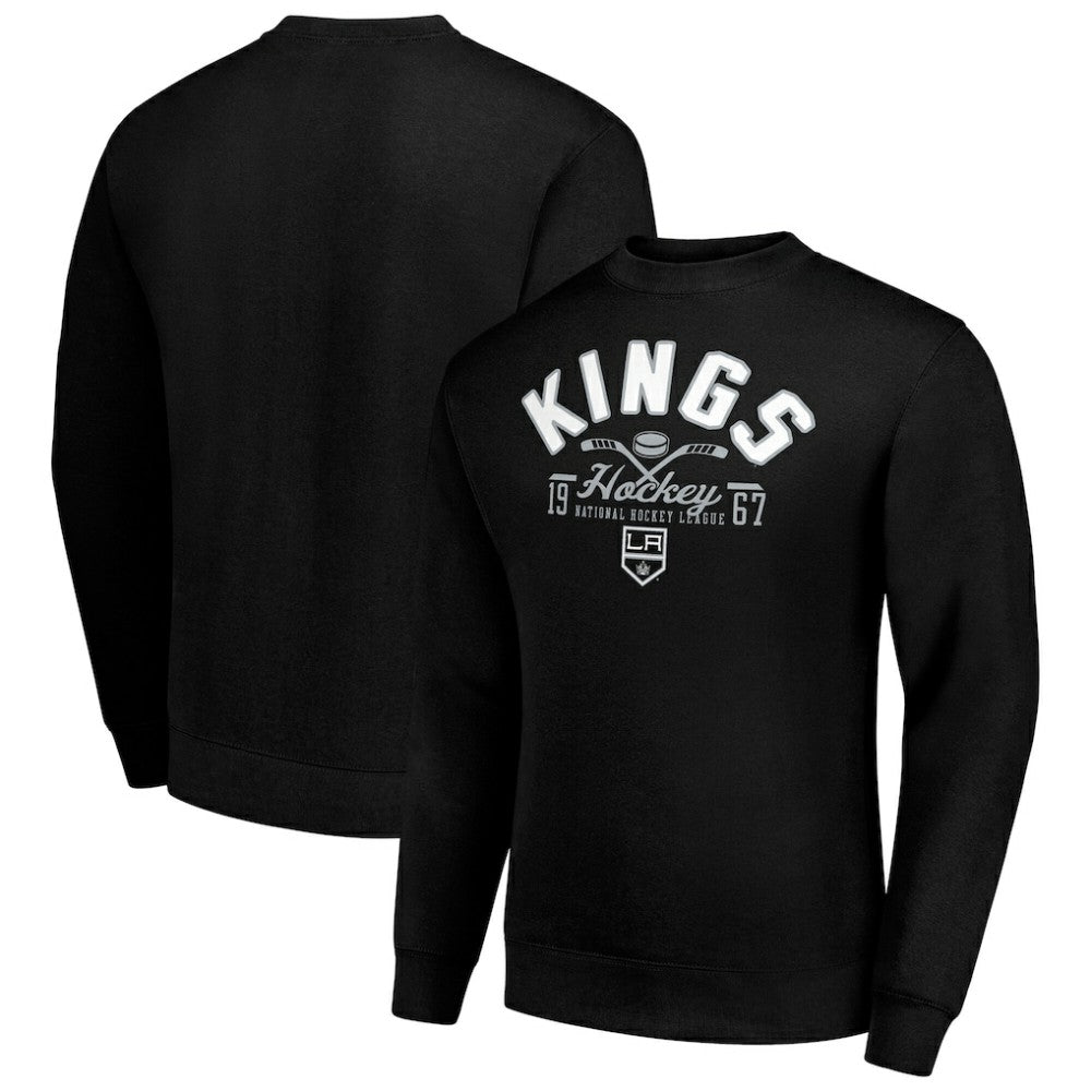Los Angeles Kings Starter Stick And Puck Logo Fleece Pullover Sweatshirt Black