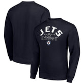 Winnipeg Jets Starter Stick And Puck Logo Fleece Pullover Sweatshirt Navy