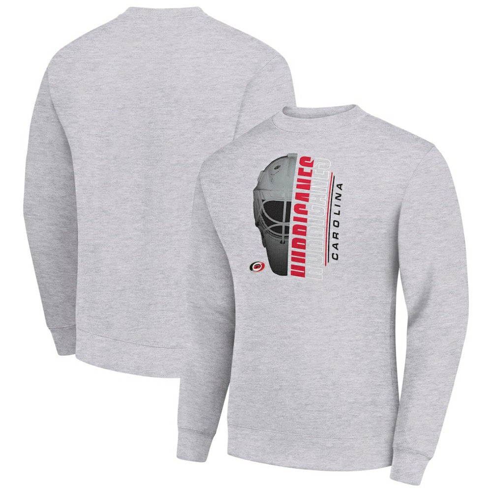 Carolina Hurricanes Starter Half Helmet Team Logo Pullover Sweatshirt Heather Gray