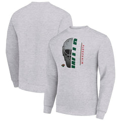 Minnesota Wild Starter Half Helmet Team Logo Pullover Sweatshirt Heather Gray