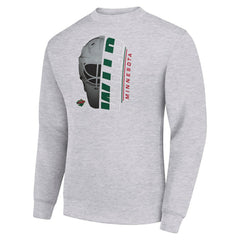 Minnesota Wild Starter Half Helmet Team Logo Pullover Sweatshirt Heather Gray