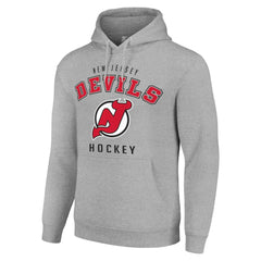 New Jersey Devils Starter Logo Pullover Hoodie Heather Gray