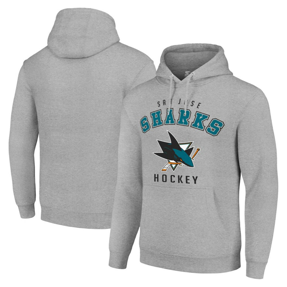 San Jose Sharks Starter Logo Pullover Hoodie Heather Gray
