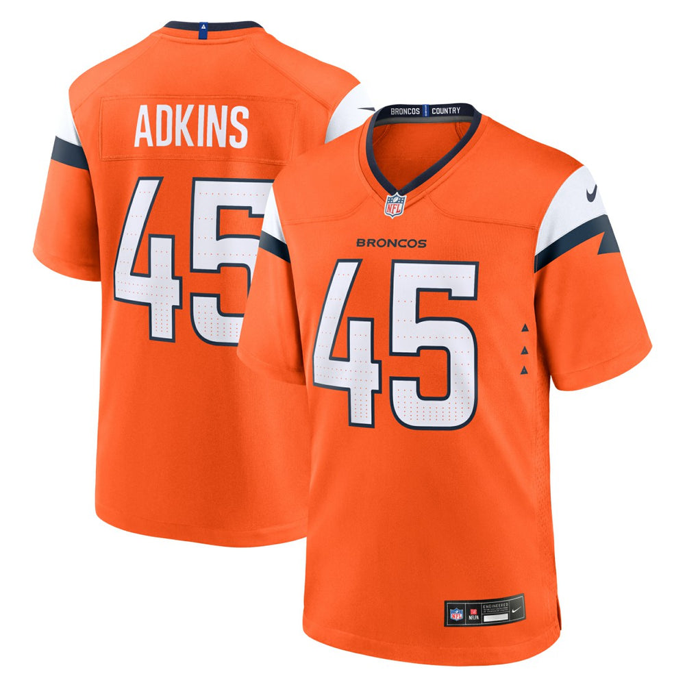 Nate Adkins Denver Broncos Team Game Jersey - Orange | Nike for sale