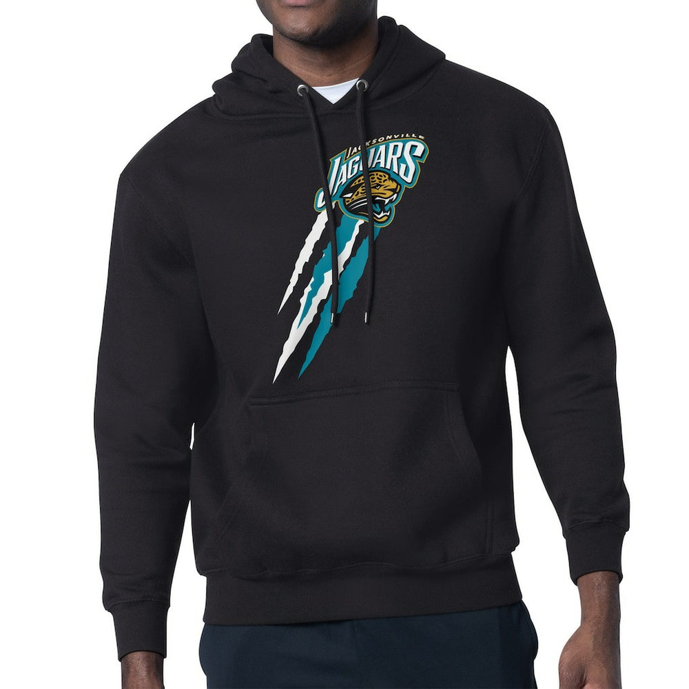 Jacksonville Jaguars Starter Retro Team Logo Color Scratch Pullover Hoodie - Black sale