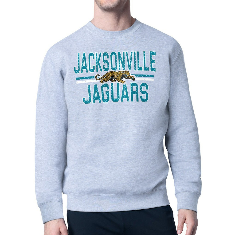 Jacksonville Jaguars Starter Mesh Look Retro Team Logo Pullover Sweatshirt - Heather Gray cheap