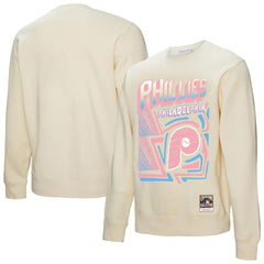 Philadelphia Phillies Sidewalk Sketch Pullover Sweatshirt - Cream | Mitchell & Ness