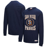San Diego Padres Arched Logo Slub Long Sleeve T-Shirt - Navy | Mitchell & Ness