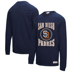 San Diego Padres Arched Logo Slub Long Sleeve T-Shirt - Navy | Mitchell & Ness