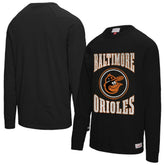 Baltimore Orioles Arched Logo Slub Long Sleeve T-Shirt - Black | Mitchell & Ness