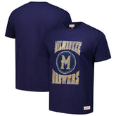 Milwaukee Brewers Arched Logo Slub T-Shirt - Navy | Mitchell & Ness