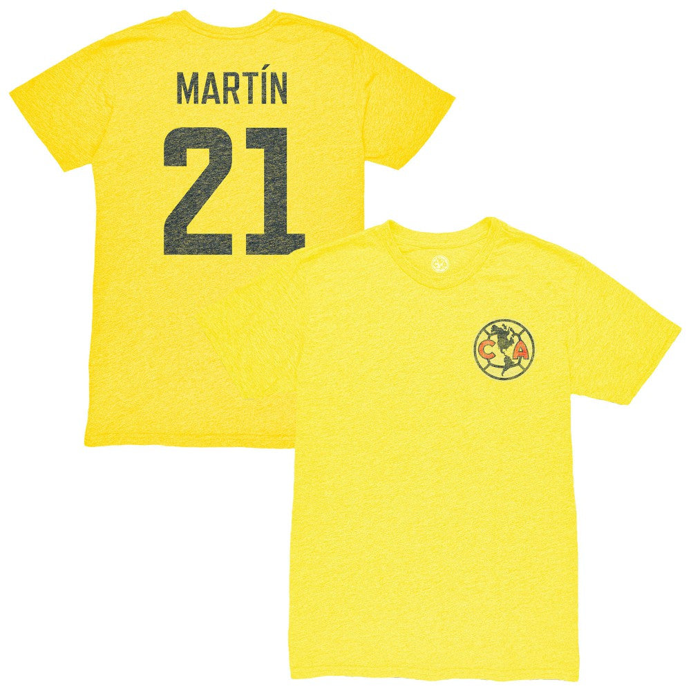 Henry Martin Club America 1863FC Vintage Player Name & Number Tri-blend T-Shirt - Yellow outlet
