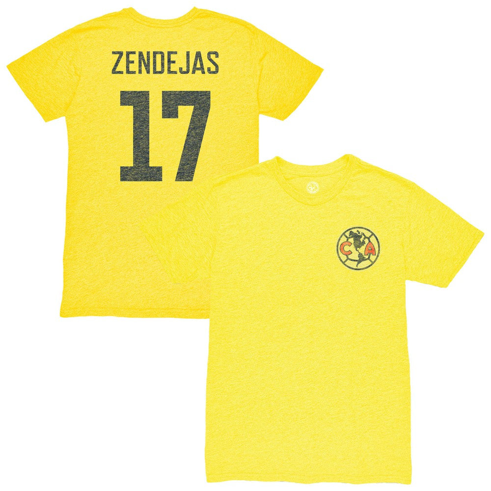 Alejandro Zendejas Club America 1863FC Vintage Player Name & Number Tri-blend T-Shirt - Yellow online