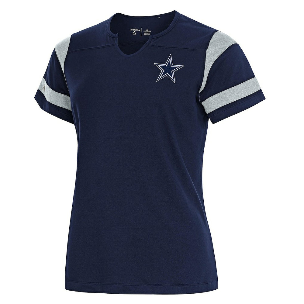 Dallas Cowboys Antigua Women's Encounter Short Sleeve Notch Neck Top - Navy sale