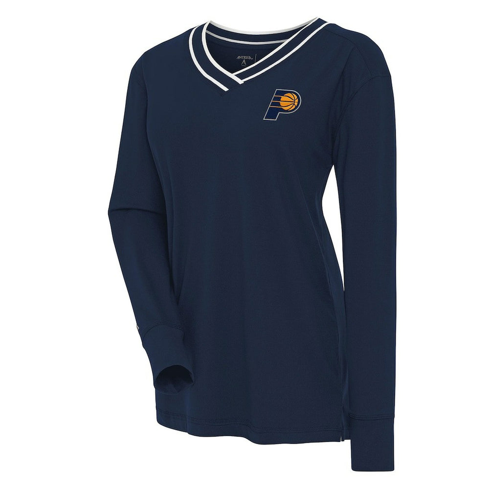 Indiana Pacers Antigua Women's Symbolic Long Sleeve V-Neck Top - Navy on sale