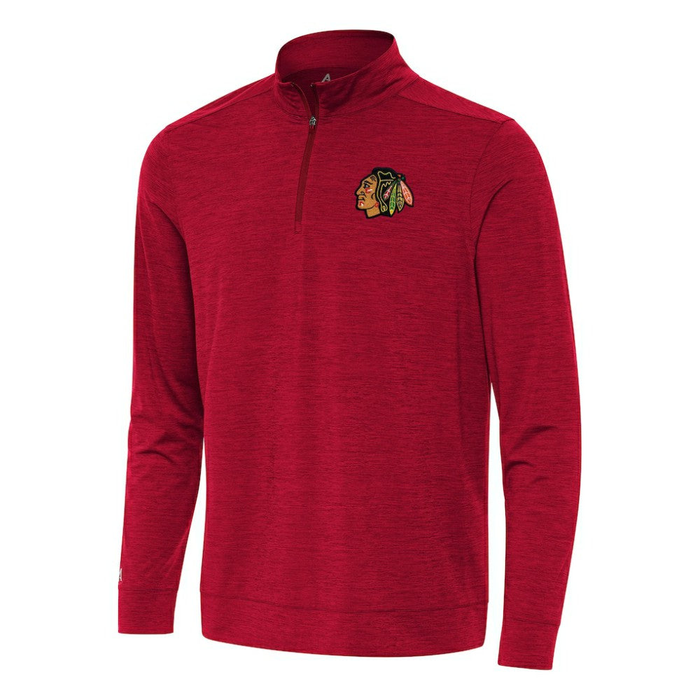 Chicago Blackhawks Antigua Bright Quarter-Zip Top Heather Red