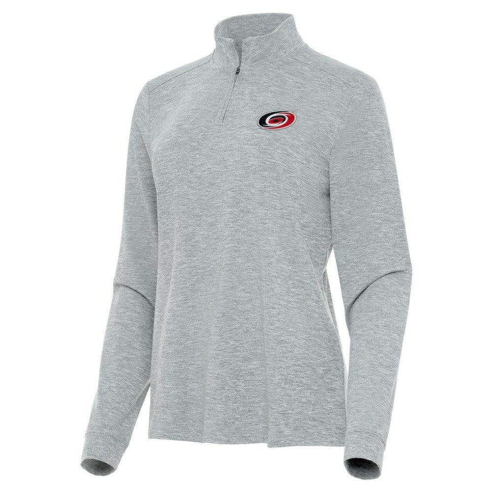 Carolina Hurricanes Antigua Women's Mentor Quarter-Zip Mock Long Sleeve Top Heather Gray