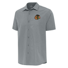 Chicago Blackhawks Antigua Activate Woven Short Sleeve Button-Up Shirt Gray