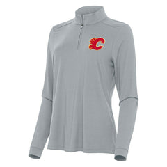 Calgary Flames Antigua Women's Intent Quarter-Zip Top Gray