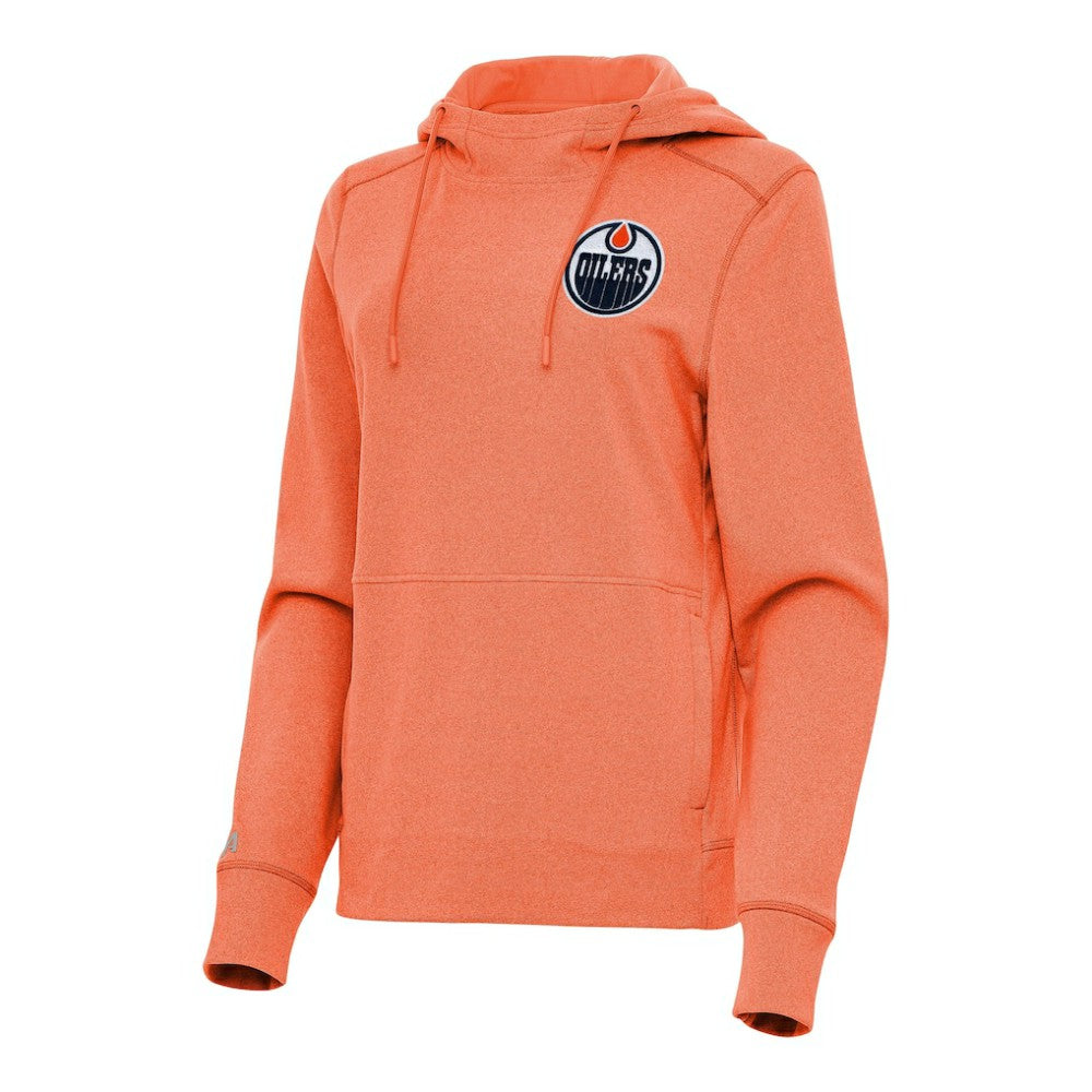 Edmonton Oilers Antigua Women's Justice Pullover Hoodie Heather Orange