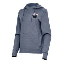 Edmonton Oilers Antigua Women's Justice Pullover Hoodie Heather Navy