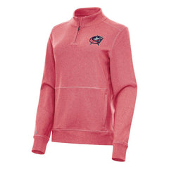 Columbus Blue Jackets Antigua Women's Crush Quarter-Zip Fleece Sweatshirt Heather Red
