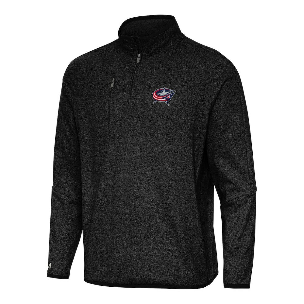 Columbus Blue Jackets Antigua Certain Quarter-Zip Tri-Blend Sweatshirt Heather Black