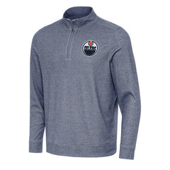 Edmonton Oilers Antigua Subtle Quarter-Zip Sweatshirt Heather Navy
