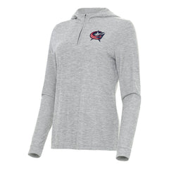 Columbus Blue Jackets Antigua Women's Daybreak Quarter-Zip Hoodie Heather Gray