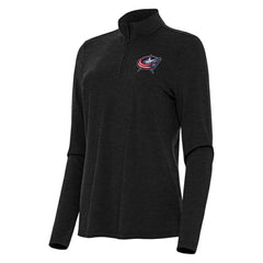 Columbus Blue Jackets Antigua Women's Bright Quarter-Zip Top Heather Black