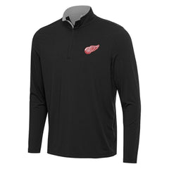 Detroit Red Wings Antigua Content Quarter-Zip Pullover Top Black/Gray