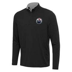 Edmonton Oilers Antigua Content Quarter-Zip Pullover Top Black/Gray