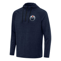 Edmonton Oilers Antigua Spikes Quarter-Zip Hoodie Heather Navy
